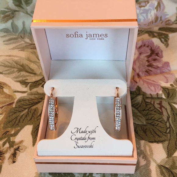 sofia james Jewelry - Sofia James New York Copper Toned Swarovsky Hoops